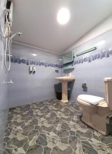 努沃勒埃利耶Townside Lodge的一间带卫生间和水槽的浴室