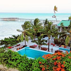 MfumbwiMasai Mara Zanzibar - Boutique Hotel的海滩旁带游泳池的度假村