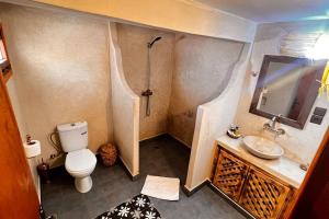 Aït SlimaneRIAD TUMAST的一间带卫生间和水槽的小浴室