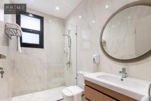 开罗Prime Residence Point 90的浴室配有盥洗池、卫生间和镜子。