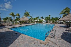 大松礁岛Sunshine Key RV Resort & Marina的度假村的游泳池配有椅子和遮阳伞