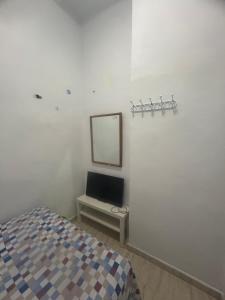 巴塞罗那SAN Rafael的一间卧室配有一张床、镜子和电视