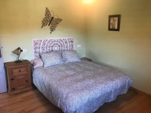 BesandeAlojamientos Casa San Habitaciónes的卧室配有一张床上的蝴蝶壁床。