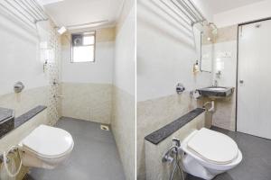 ChinchwadFabHotel Royal Empire的浴室设有卫生间和水槽,两幅图片