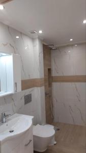 阿特米达AIR-IN Rooms with magnificent views- Airport shuttle的一间带卫生间和水槽的浴室