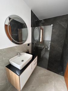 泰斯Bujtina Terthorja的一间带水槽和镜子的浴室