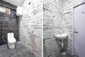 钦奈ARN RESIDENCY的浴室的两张照片,配有卫生间和水槽