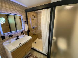 蒙泰韦尔德哥斯达黎加Way To Heaven Glamping的一间带水槽和淋浴的浴室