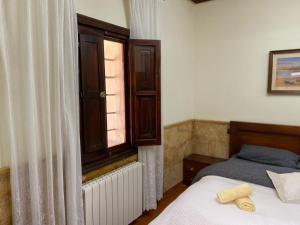 埃尔切Villa Española的一间卧室设有两张床和窗户。