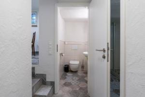 博帕德Anduns exklusive Scheune的一间带卫生间和水槽的浴室