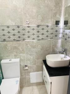 达喀尔Dakar Creek的浴室配有白色卫生间和盥洗盆。