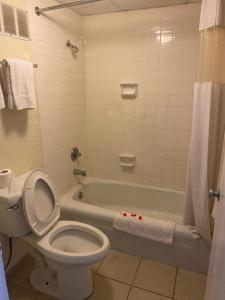 什里夫波特Clover Inn and Suites的一间带卫生间和浴缸的浴室