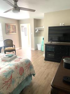 罗克波特Oak Cottages 6的客厅配有床和平面电视