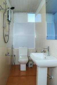 康提Kandy Tower Inn的一间带卫生间和水槽的浴室