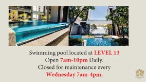 马六甲Attic Home Melaka Imperio Residence & Jonker的每日开放的Zant健身房的游泳池的传单
