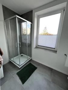 Soleblick的带淋浴的浴室和大窗户