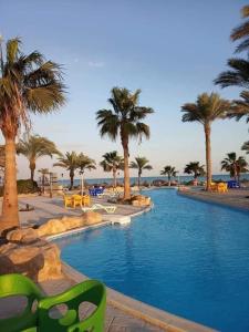 艾因苏赫纳Lasirena mini egypt的度假村内棕榈树游泳池