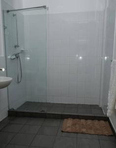 阿克拉2 Bedroom Fully Furnished Apartment的浴室里设有玻璃门淋浴