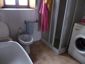 Borghettosettimana relax的浴室配有卫生间水槽和洗衣机。