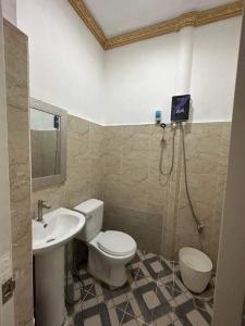 宿务Mabini Sky View Resort的一间带卫生间和水槽的浴室