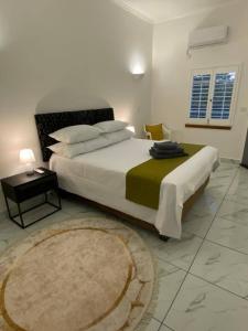 哈博罗内Palm29 at Sunset Mews, Grand Palm - self catering appartment - Your Ideal Getaway for Work or Relaxation的一间卧室配有一张大床和地毯。