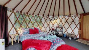 派西亚岛屿湾假日公园 的蒙古包内一间卧室,配有一张床