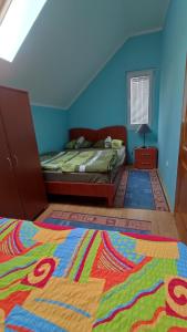 佩鲁恰茨Apartment Dobra vila的一间卧室配有床和色彩缤纷的地毯。
