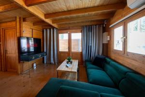 洛弗Ktima to Alliotiko at Lofou Village的客厅配有绿色沙发和电视