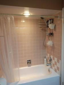 米西索加ROOM for Rent的带浴缸和盥洗盆的淋浴浴室