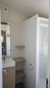 帕塔亚什bungalow jardim bonito 11zz的一间带水槽和镜子的小浴室