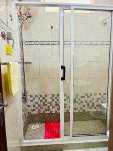蓬塔杜索尔Casa BB&Djassi的浴室里设有玻璃门淋浴