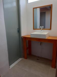 阿莱格雷特New hotel的一间带水槽和镜子的浴室
