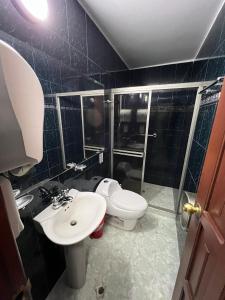 卡利Hotel Ingenio NJ的一间带卫生间和水槽的浴室