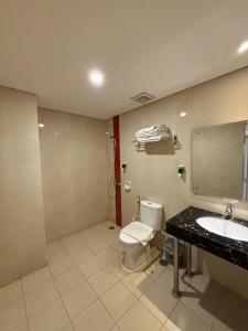 SeturanHotel Brothers Inn Babarsari的一间带卫生间和水槽的浴室