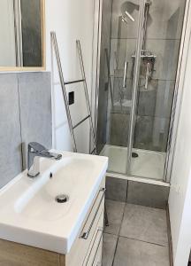 旺德夫尔莱南锡Superbe chambre meublée avec sa propre salle de bains avec douche et wc privés的一间带水槽和淋浴的浴室