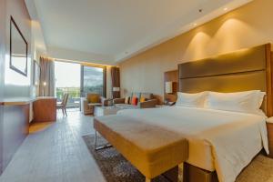 内罗毕内罗毕机场皇冠假日酒店的酒店客房设有一张大床和一间客厅。