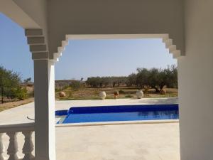 DjerbaVilla Chaâbane的享有别墅内游泳池的景致