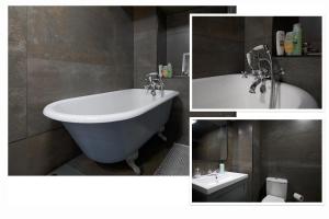 格拉斯哥Luxurious Park District Duplex Apartment的带浴缸、卫生间和盥洗盆的浴室
