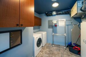 怀特霍斯NN - The Flame - Downtown 1-bed 2-bath的小型洗衣房配有洗衣机和烘干机