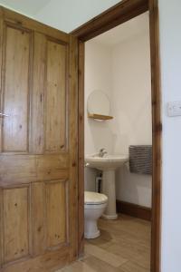 DilhorneMalthouse Farm Cottage Studio的一间带卫生间和水槽的浴室