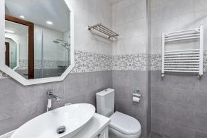 巴库里阿尼HCG Panorama Villa Deluxe Apartment的一间带水槽、卫生间和镜子的浴室