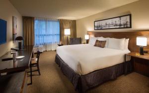 贝尔维尤贝尔维尤116海岸酒店的酒店客房设有一张大床和一张书桌。