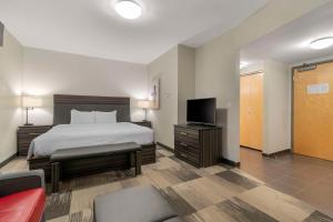 萨斯卡通Best Western Plus Airport Inn & Suites的一间卧室配有一张床和一台平面电视