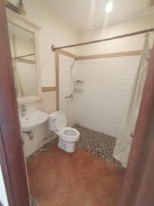 琅勃拉邦Phasouk Viengmai Villa的一间带卫生间和水槽的浴室