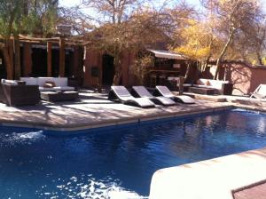 圣佩德罗·德·阿塔卡马阿尔迪酒店的一个带躺椅的游泳池和一个游泳池