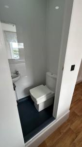 格洛斯特Very Spacious 9 Bedroom House-Garden-Parking for 6的一间带卫生间和水槽的小浴室