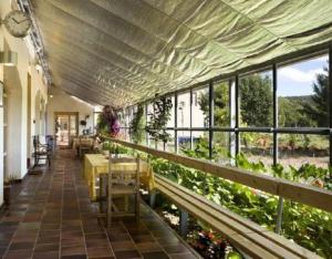 皇后山Casa Rural Marialba的温室里有桌子和植物