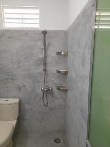 乌纳瓦图纳Aruna Villa的带淋浴和卫生间的浴室