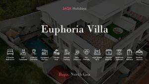 巴加Euphoria Luxury Villa - 5BHK - Private Pool - Jacuzzi, Baga的一张建筑物地图,上面写着“快乐别墅”