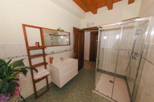 维罗纳Casale Manzoni的带淋浴、卫生间和盥洗盆的浴室